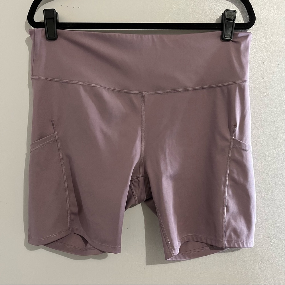 All in Motion Women's Mauve Bike Shorts side pockets XXL pull on stretchy